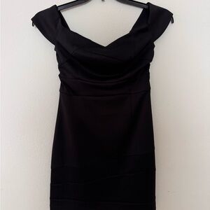 Chic Off the Shoulder Black Mini Dress for Women Size 4